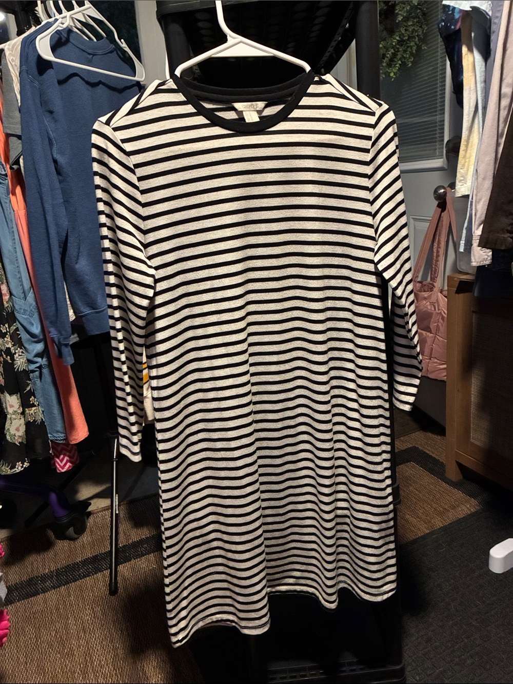 Forever 21 Black and White Striped Midi Dress